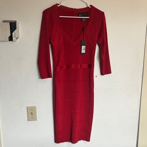 Kardashian Kollection Vibrant Red Long Sleeve Dress